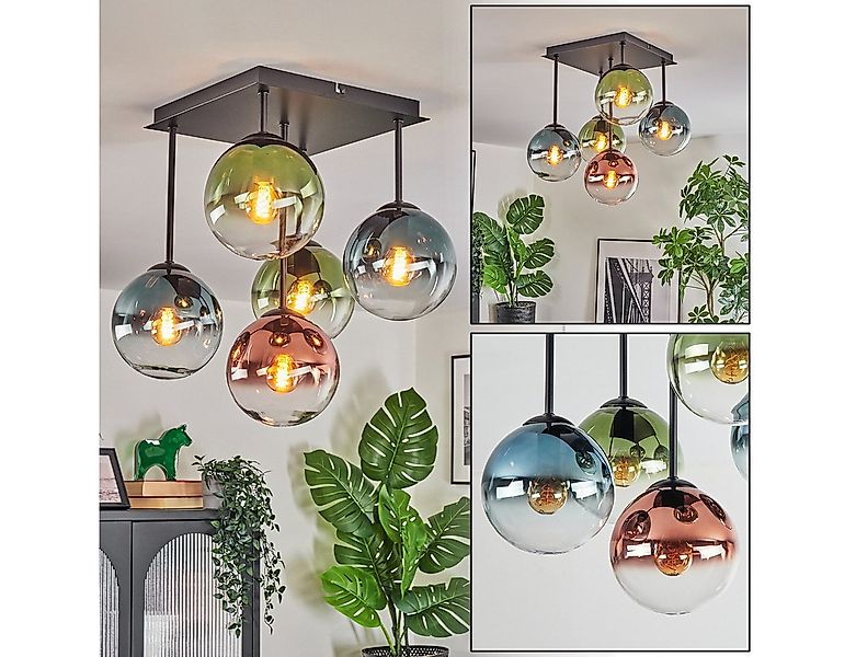 hofstein Deckenleuchte Deckenlampe aus Metall/Glas in Schwarz/Blau/Grün/Kup günstig online kaufen