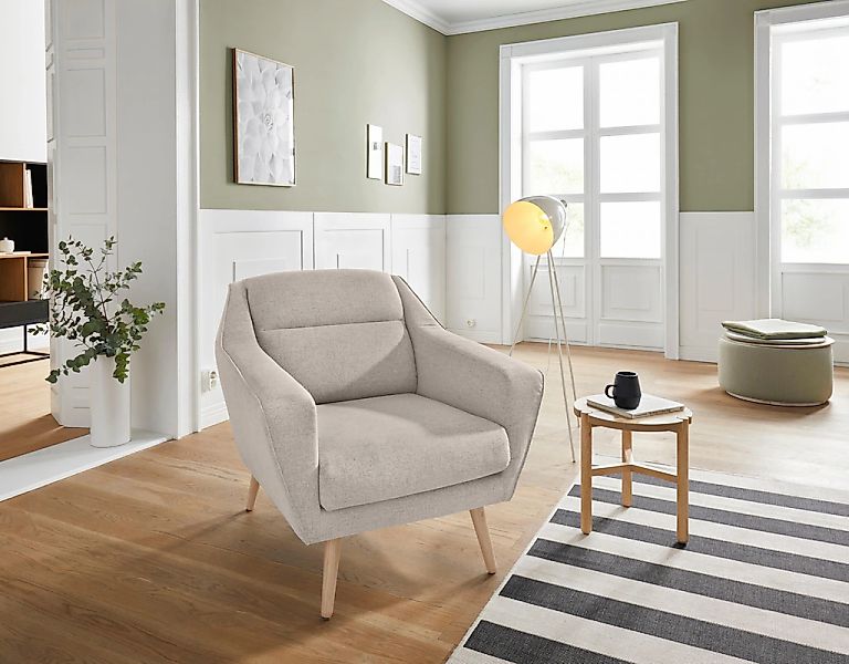 OTTO home Sessel "Bille" mit Naht im Rückenkissen und Eiche-Beinen, Design günstig online kaufen