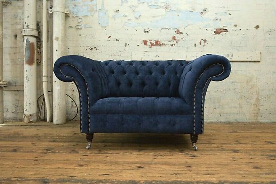 Xlmoebel Sofa Blauer Stoff-Sessel Chesterfield Einzelsofa Polstersofa 1,5-S günstig online kaufen