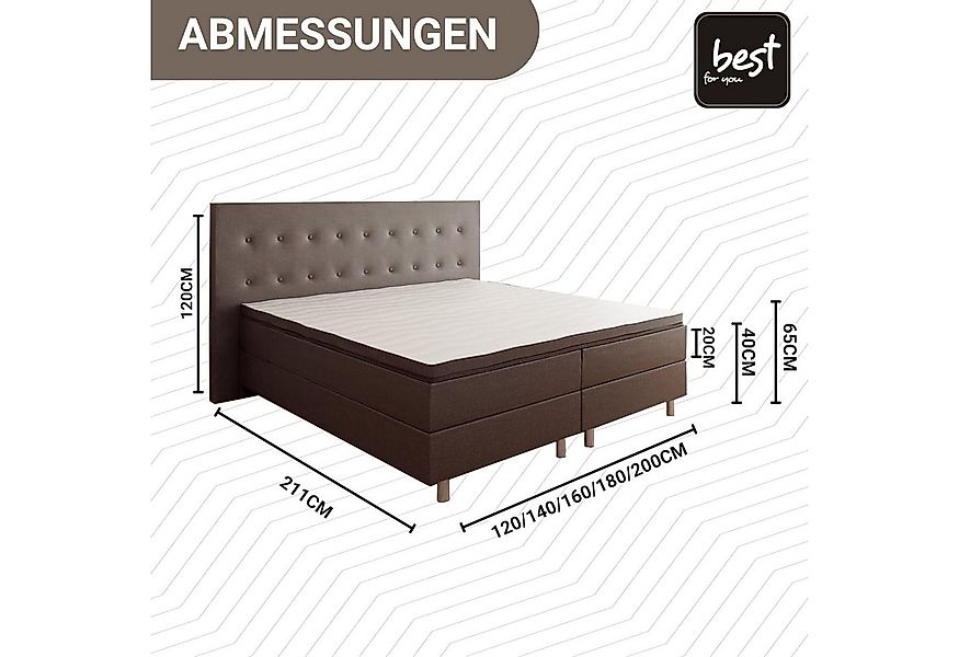 Best for Home Boxspringbett Boxspringbett NEO mit Bonell-Federkern &5 cm To günstig online kaufen