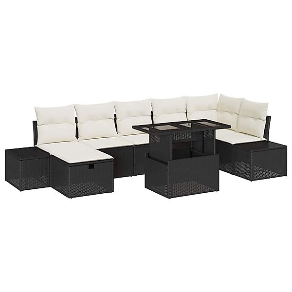vidaXL Garten-Sofa-Set Höhenverstellbar 8-Tlg Schwarz Poly Rattan 3361216 günstig online kaufen