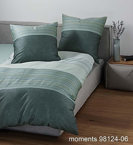 Janine Janine Mako-Satin Bettwäsche moments 98124 grün Größe:  240x220 cm + günstig online kaufen