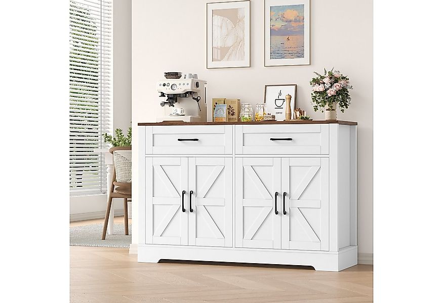 HOMECHO Buffet 120cm Küchenschrank mit 2 Schubladen 4 Türen günstig online kaufen