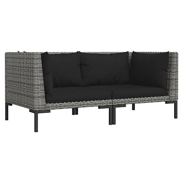 vidaXL Sofa, Gartensofas 2 Stk. mit Kissen Halbrundes Poly Rattan günstig online kaufen