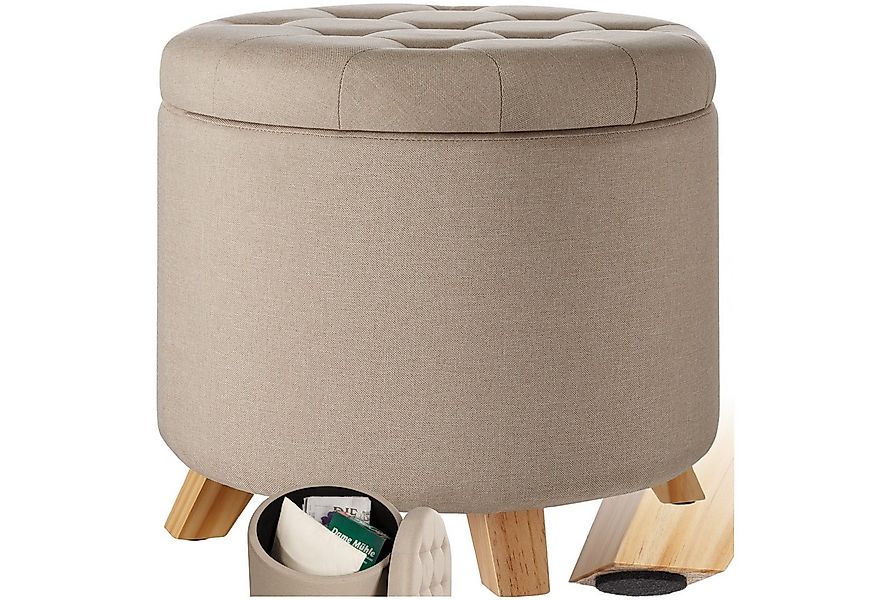 tectake Sitzhocker Schminkhocker Suna in Leinenoptik 150kg mit Stauraum, ru günstig online kaufen