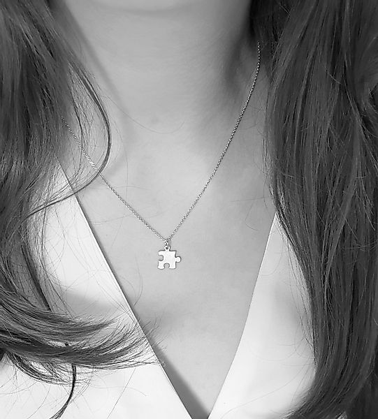 SCHOSCHON Kette mit Anhänger Halskette Puzzleteil 925 Silber vergoldet - Ke günstig online kaufen