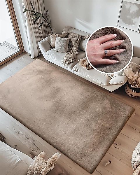 Qiyano Teppich Hochflorteppich Wanga 100 Taupe günstig online kaufen