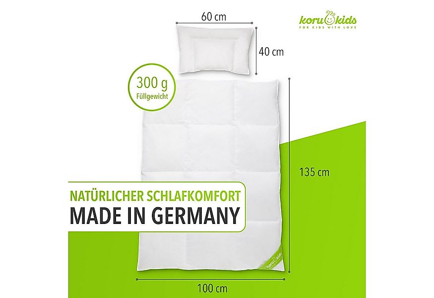 Koru Kids Kinderbettdecke + Kopfkissen Daunen Kinderbettdecke 100x135 Set m günstig online kaufen