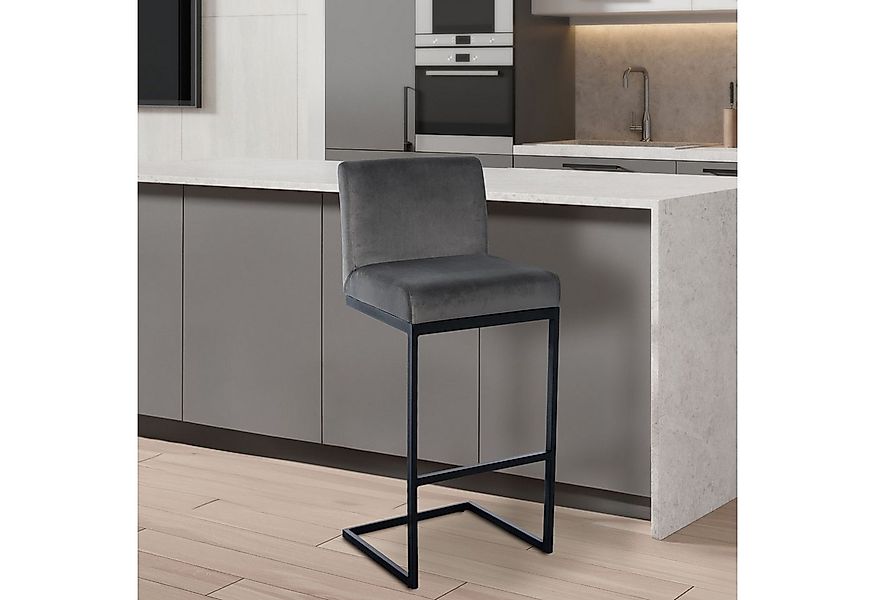 TPFLiving Barhocker Samt (Barstuhl - Hocker für Küche - stabiles Kufengeste günstig online kaufen