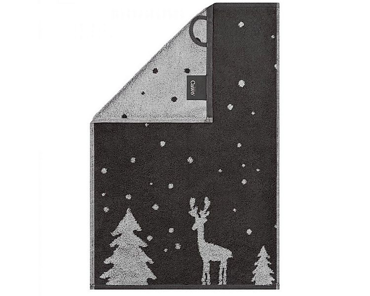 Cawö Badetücher Gäste Handtuch Winter Edition Rudi im Schnee Basalt Platin günstig online kaufen