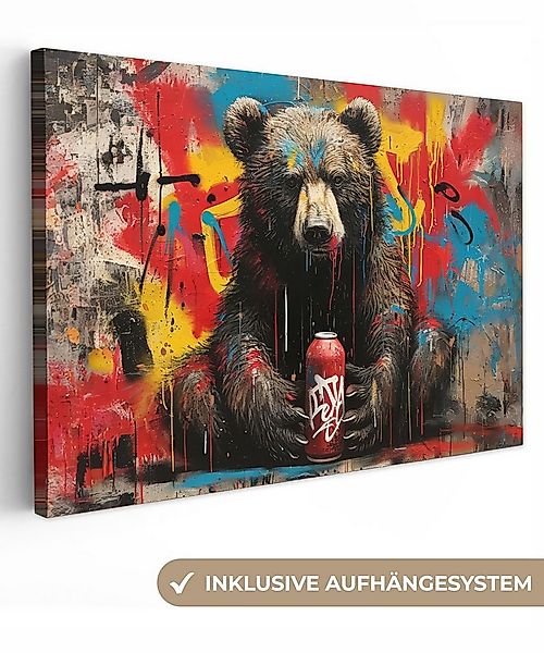 OneMillionCanvasses® Leinwandbild Graffiti - Bär - Tier - Wand - Straßenkun günstig online kaufen