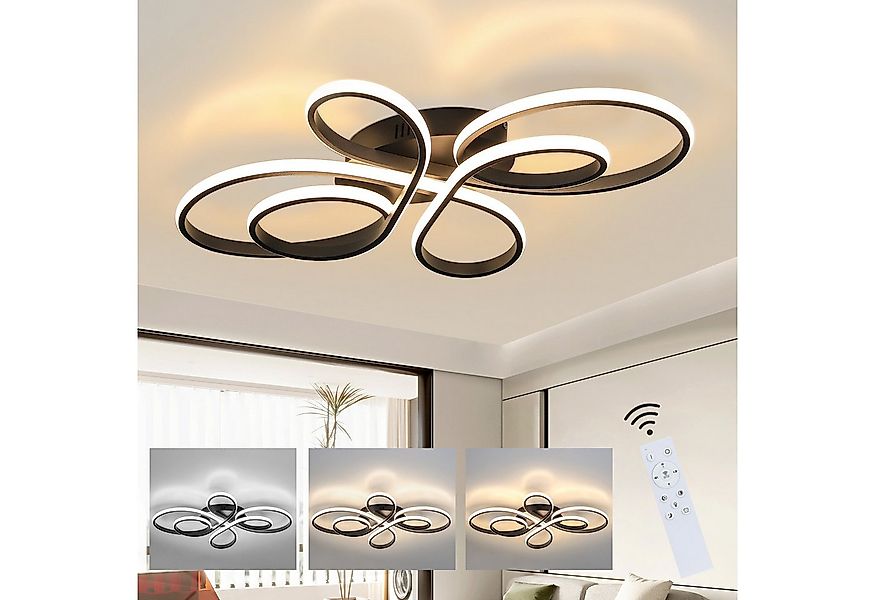 Nettlife LED Deckenleuchte Modern Schwarz Dimmbar Wohnzimmer 65W 40/66/80/1 günstig online kaufen