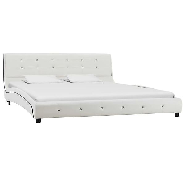 vidaXL Bett mit Memory-Schaum-Matratze Weiß Kunstleder 160x200cm Modell 161 günstig online kaufen