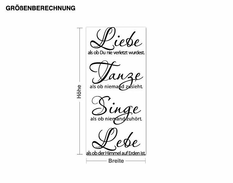 Wandtattoo Liebe, Tanze, Singe, Lebe günstig online kaufen