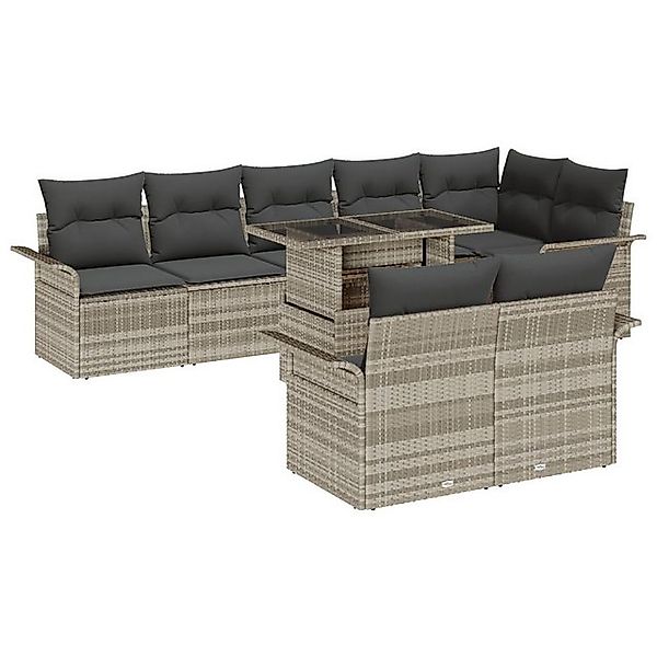 vidaXL Loungesofa 9-teiliges Garten Sofa Set mit Kissen in Hellgrau aus Pol günstig online kaufen