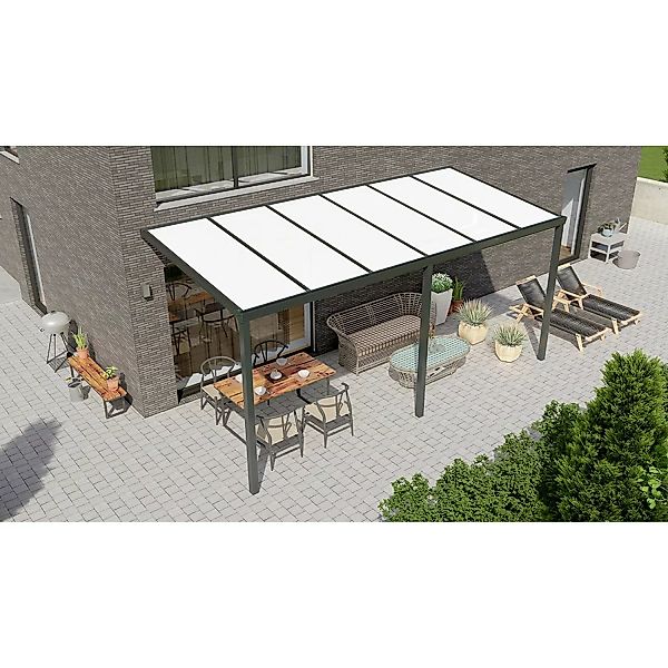Terrassenüberdachung Basic 600 cm x 250 cm Anthrazit Glanz PC Opal günstig online kaufen