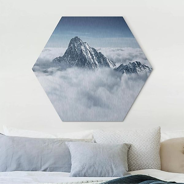 Hexagon-Alu-Dibond Bild Natur & Landschaft Die Alpen über den Wolken günstig online kaufen
