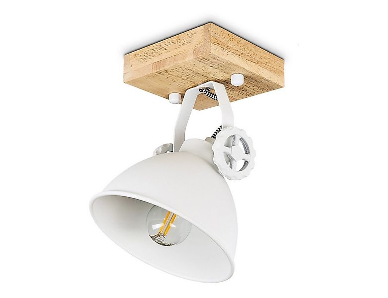 hofstein Wandleuchte »Mot« Wandlampe aus Metall und Holz in Weiß/Natur, ohn günstig online kaufen