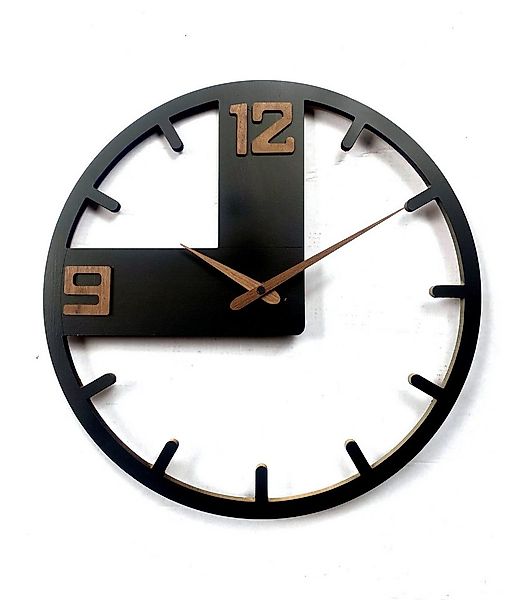 K&L Wall Art Pendelwanduhr MDF Wanduhr Holz Pendeluhr Schwarz Naturholz (la günstig online kaufen
