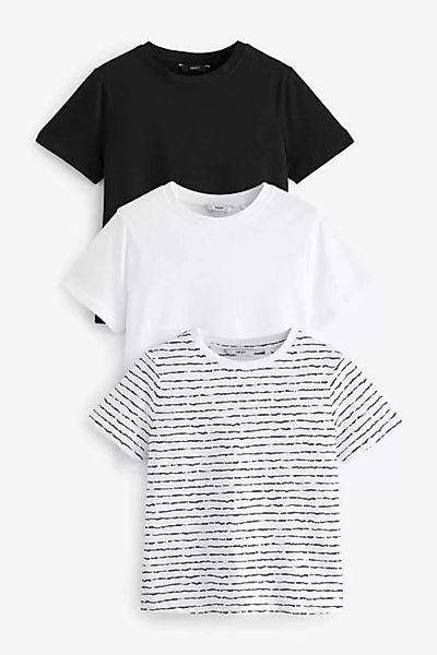 Next T-Shirt Kurzärmelige Rundhals-T-Shirts im 3er-Pack (3-tlg) günstig online kaufen