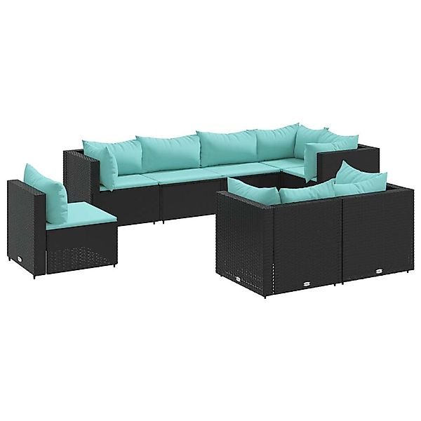 vidaXL 8-Tlg Garten-Lounge-Set mit Kissen Schwarz Poly Rattan 3308196 günstig online kaufen