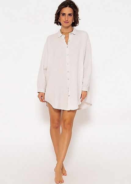 SASSYCLASSY Longbluse Oversize Musselin Bluse Damen Langarm Elegant Hemdblu günstig online kaufen