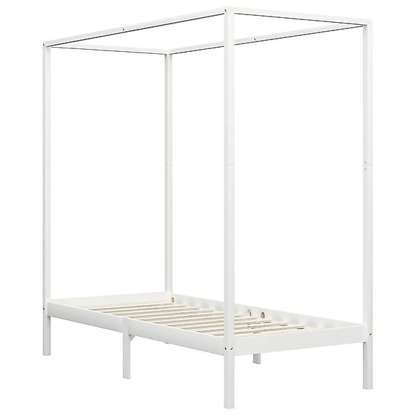 Himmelbett-gestell Weiß Massivholz Kiefer 100 X 200 Cm günstig online kaufen