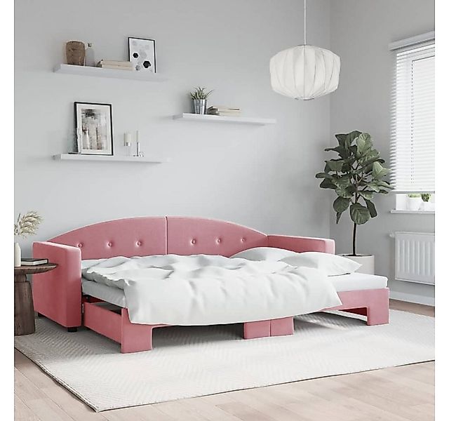 vidaXL Bett, Tagesbett Ausziehbar Rosa 80x200 cm Samt günstig online kaufen