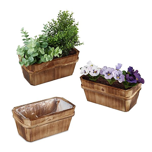 relaxdays Blumenkasten Kleiner Blumenkasten 3er Set günstig online kaufen