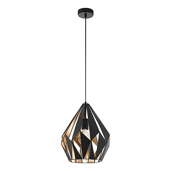 Eglo Pendelleuchte Carlton 1 Schwarz-Gold Ø 31 cm x 110 cm 1-flammig günstig online kaufen
