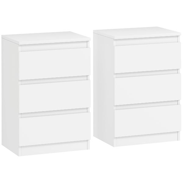HOMCOM Nachttisch, 2er Set Beistelltisch mit 3 Schubladen, Nachtschrank, Na günstig online kaufen