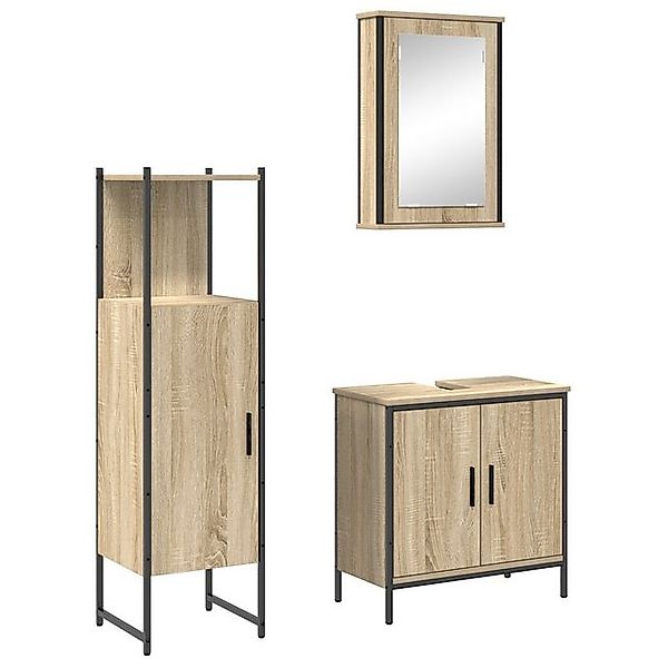 vidaXL Badezimmerspiegelschrank 3-teiliges Badezimmermöbel Set Sonoma Eiche günstig online kaufen