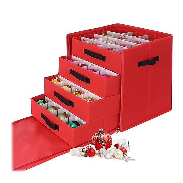 relaxdays Aufbewahrungsbox Weihnachtskugel Aufbewahrungsbox, rot günstig online kaufen