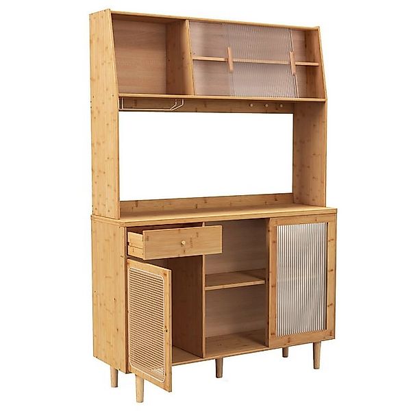 KOMFOTTEU Küchenbuffet Buffetschrank Hochschrank aus Bambus, 120 x 35 x 175 günstig online kaufen