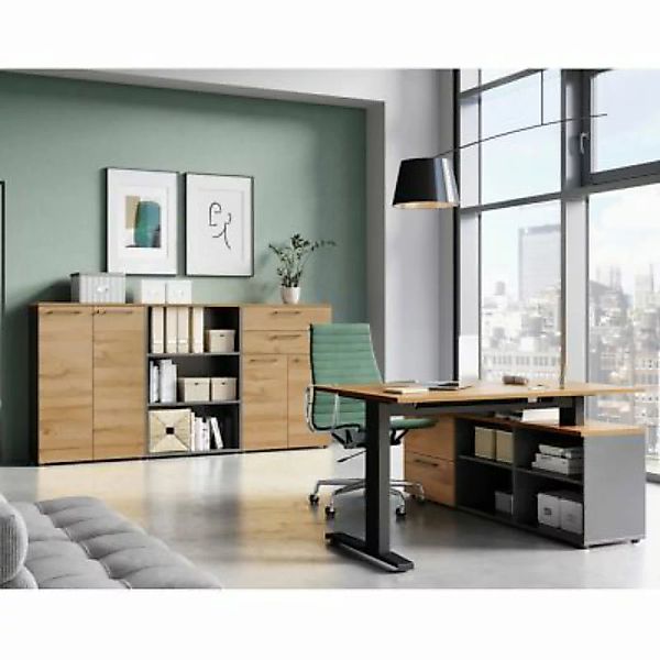 Lomadox Büromöbel Set mit Winkelschreibtisch AURAY-01 graphit mit Grandson- günstig online kaufen