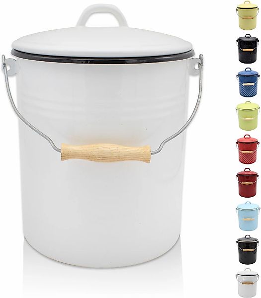 Krüger Mülleimer "Emaille Mülleimer mit Deckel Serie Rio" schnitt- / kratzf günstig online kaufen