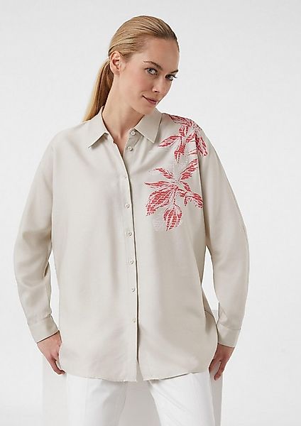 comma Langarmbluse Bluse Hemdbluse mit Fledermausärmeln und floralem Print günstig online kaufen