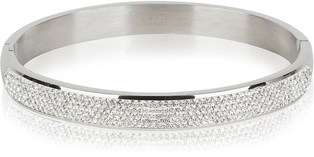 styleBREAKER Armreif Edelstahl Armreif mit Strass günstig online kaufen