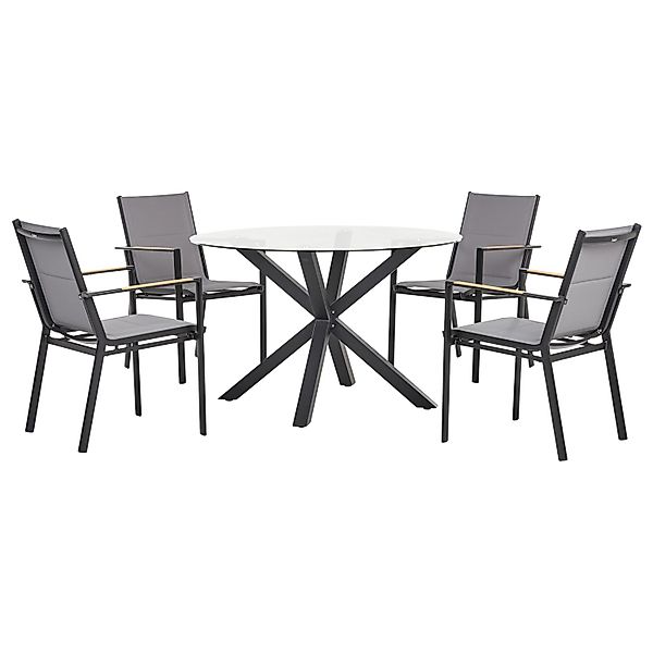 Beliani Gartentisch Set MALETTO/BUSSETO Schwarz Heller Holzfarbton Transpar günstig online kaufen