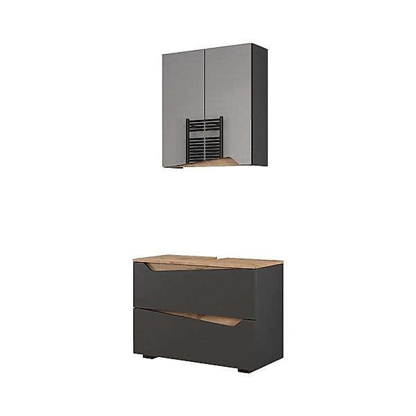 Vicco Badmöbel-Set Marelle, Anthrazit/Artisan, 2 Teile, günstig online kaufen