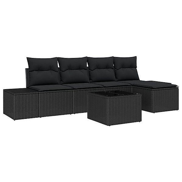 vidaXL Loungesofa 6-tlg. Garten-Sofagarnitur mit Kissen Beige Poly Rattan, günstig online kaufen