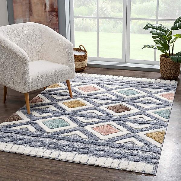 Carpet City Hochflor-Teppich "Focus 3382" rechteckig 20 mm Höhe Boho-Teppic günstig online kaufen