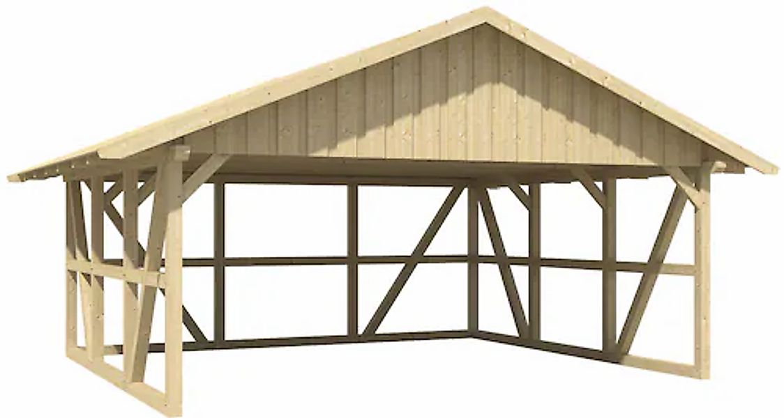 Skanholz Doppelcarport »Schwarzwald« Massivholz 560 cm Weiß mit Rückwand, m günstig online kaufen