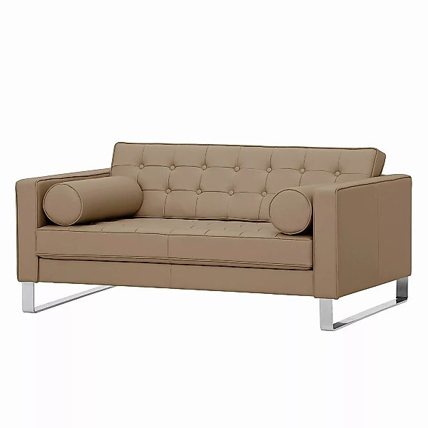 home24 Fredriks Sofa Chelsea 2-Sitzer Taupe Echtleder 146x68x85 cm (BxHxT) günstig online kaufen
