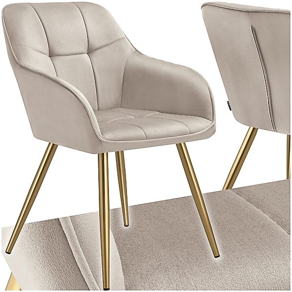 tectake Esszimmerstuhl Stuhl Marilyn, Samtoptik, gesteppt günstig online kaufen