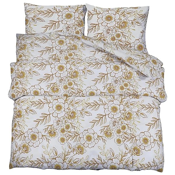 vidaXL Bettwäsche-Set Weiß und Braun 200x200 cm Baumwolle 136406 günstig online kaufen