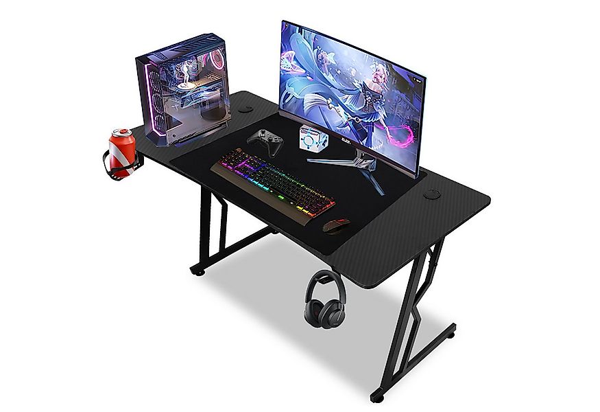 Clanmacy Gamingtisch Gaming Schreibtisch Monitoraufsatz, schwarz Z-Form (En günstig online kaufen
