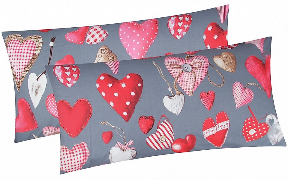 Heubergshop Kissenbezug, (2 Stück), 2er Set 40x80cm Herzen Landhaus Love Ki günstig online kaufen