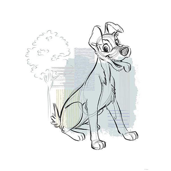 Komar Wandbild Disney Lady and the Tramp Hello Tramp 30 cm x 40 cm Blau günstig online kaufen