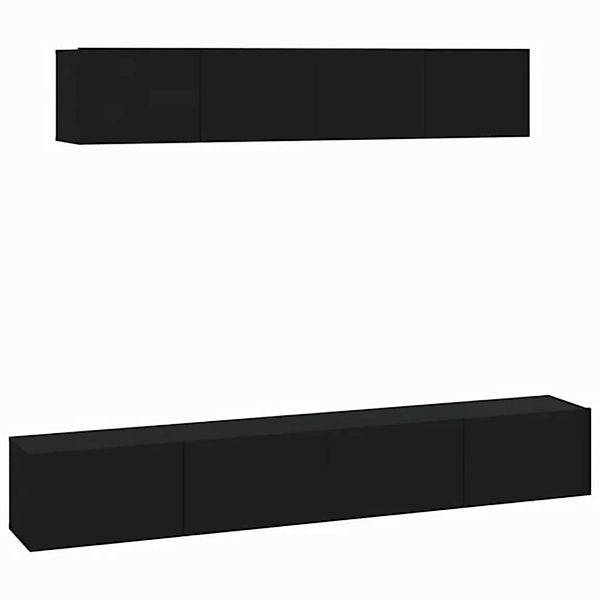 vidaXL TV-Schrank 4-tlg. TV-Board-Set Schwarz Holzwerkstoff günstig online kaufen